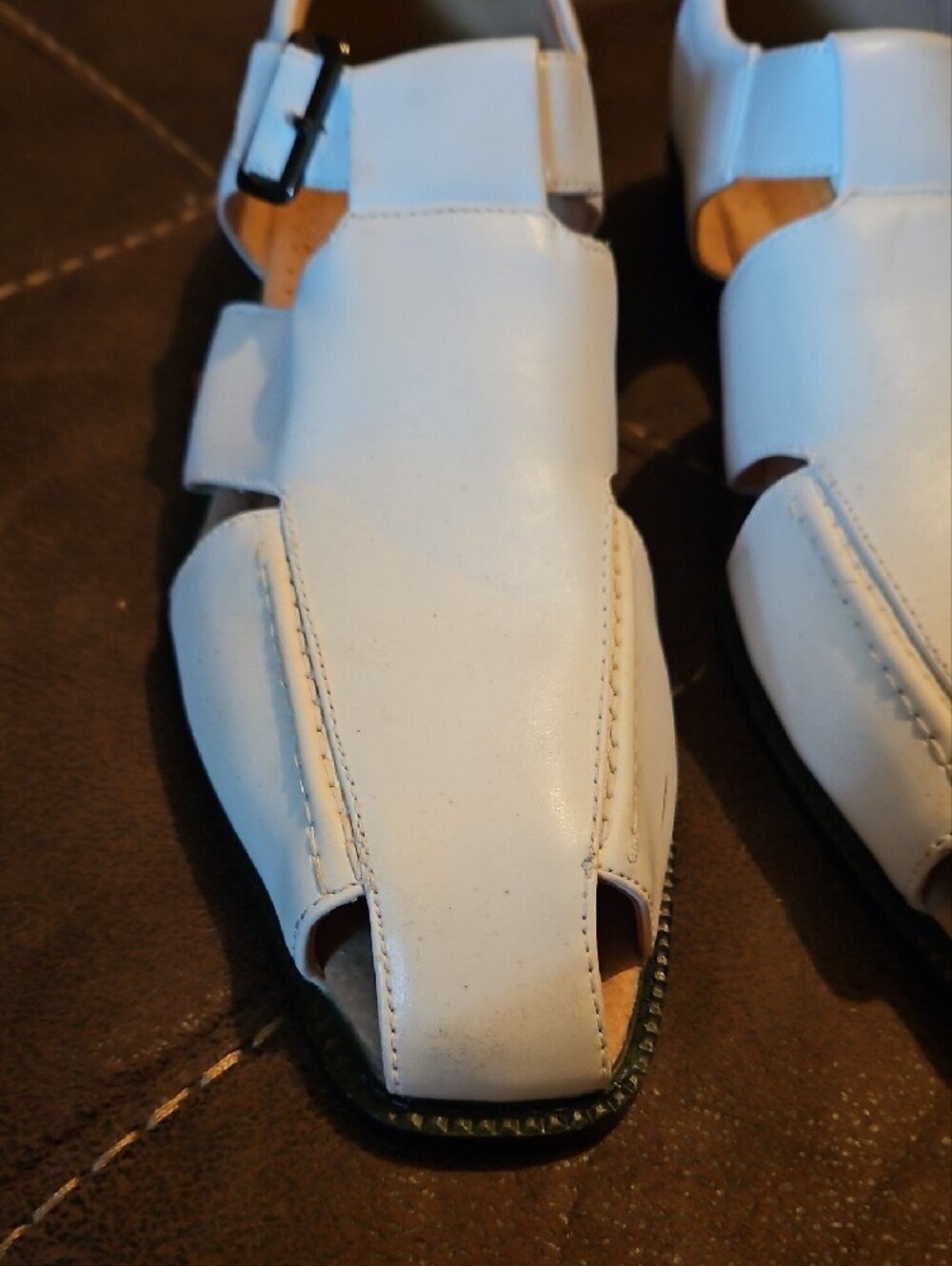 Stacy Adams White Leather Fisherman-Style Slip-Ons Sandal 10M - Picture 3 of 17